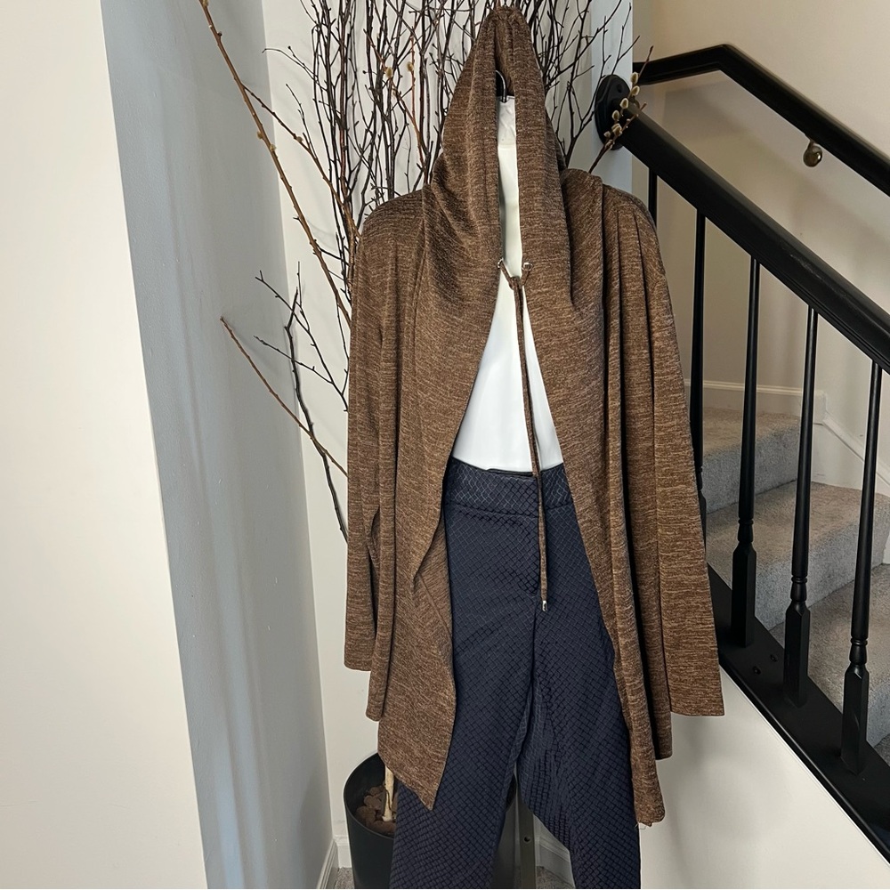 Ryan miss Michelle brown hoodie, tie string collar